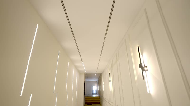 ممر استوديو تراك المضاء بخطوط LED